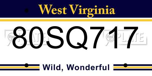 80SQ717 West Virginia License Plate