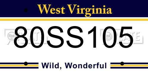 80SS105 West Virginia License Plate