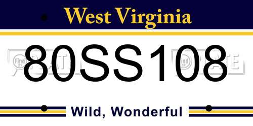 80SS108 West Virginia License Plate