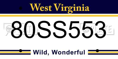 80SS553 West Virginia License Plate