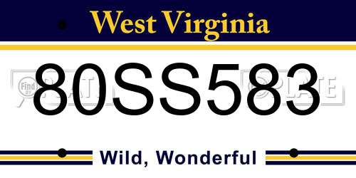 80SS583 West Virginia License Plate