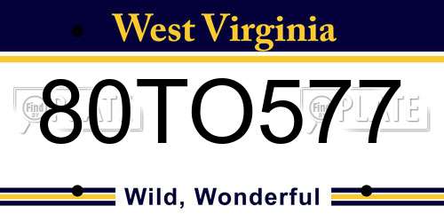 80TO577 West Virginia License Plate