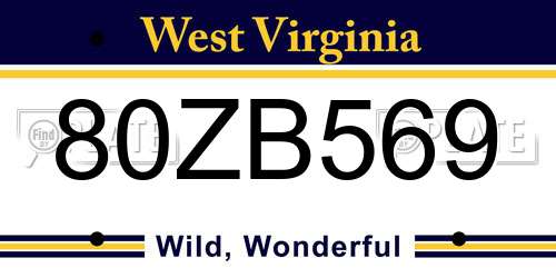 80ZB569 West Virginia License Plate