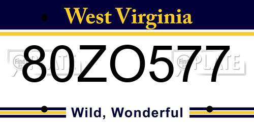 80ZO577 West Virginia License Plate