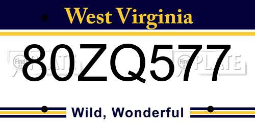 80ZQ577 West Virginia License Plate