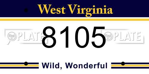 8105 West Virginia License Plate