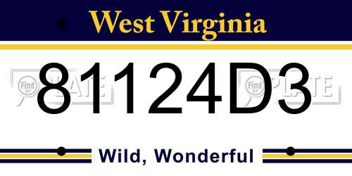 81124D3 West Virginia License Plate