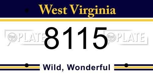 8115 West Virginia License Plate