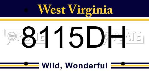 8115DH West Virginia License Plate