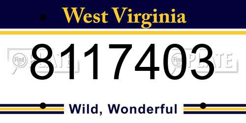 8117403 West Virginia License Plate
