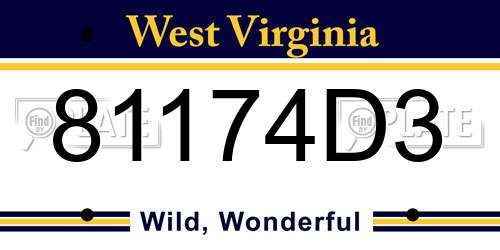 81174D3 West Virginia License Plate