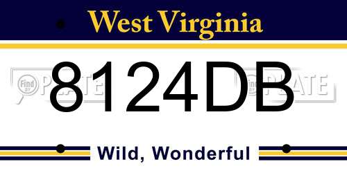 8124DB West Virginia License Plate
