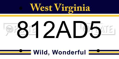 812AD5 West Virginia License Plate