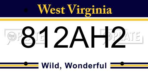 812AH2 West Virginia License Plate