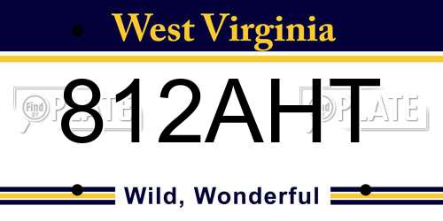 812AHT West Virginia License Plate