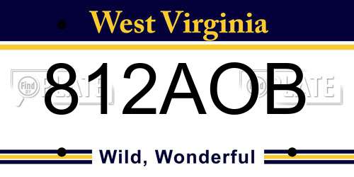 812AOB West Virginia License Plate