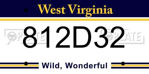 812D32 West Virginia License Plate