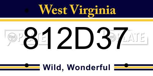 812D37 West Virginia License Plate