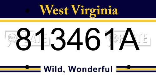 813461A West Virginia License Plate