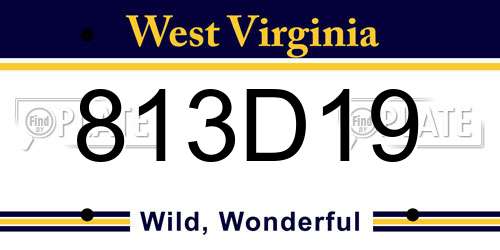 813D19 West Virginia License Plate