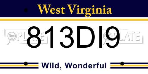813DI9 West Virginia License Plate