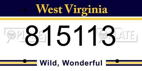 815113 West Virginia License Plate