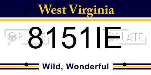 8151IE West Virginia License Plate