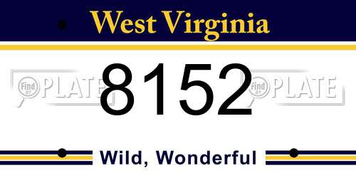 8152 West Virginia License Plate