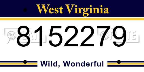 8152279 West Virginia License Plate