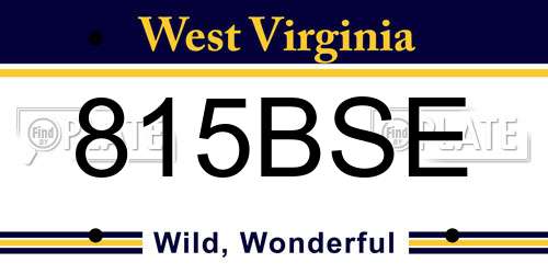 815BSE West Virginia License Plate