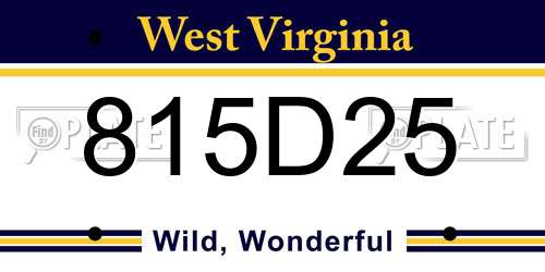 815D25 West Virginia License Plate