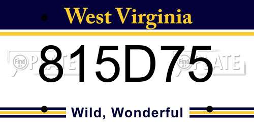 815D75 West Virginia License Plate