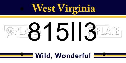 815II3 West Virginia License Plate
