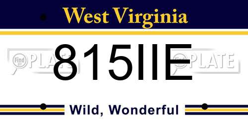 815IIE West Virginia License Plate