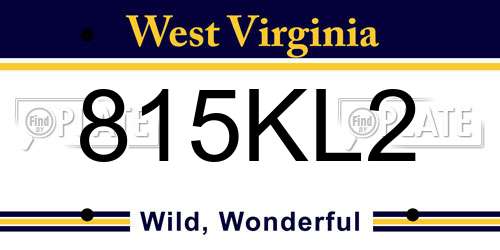 815KL2 West Virginia License Plate