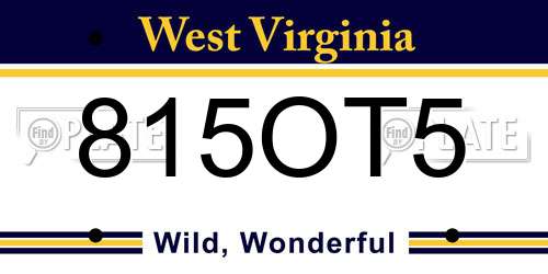 815OT5 West Virginia License Plate