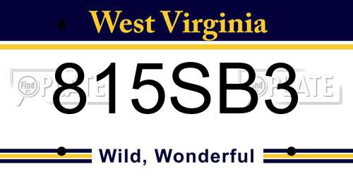 815SB3 West Virginia License Plate