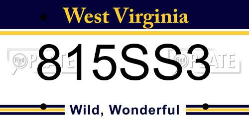 815SS3 West Virginia License Plate