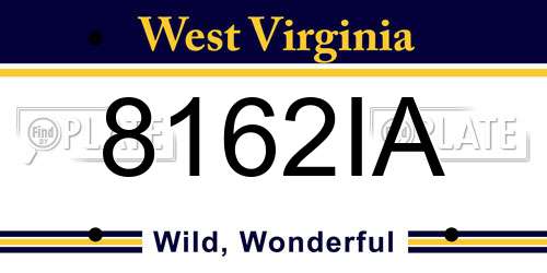 8162IA West Virginia License Plate