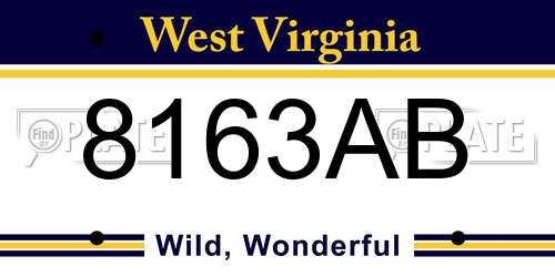 8163AB West Virginia License Plate