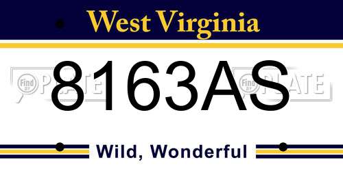 8163AS West Virginia License Plate