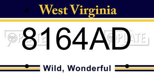8164AD West Virginia License Plate