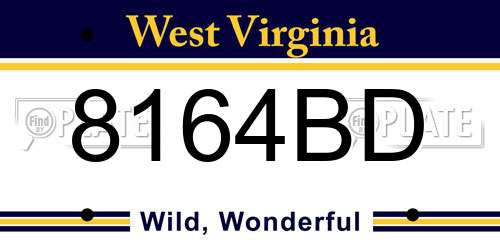 8164BD West Virginia License Plate