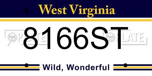 8166ST West Virginia License Plate
