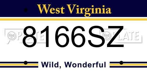 8166SZ West Virginia License Plate