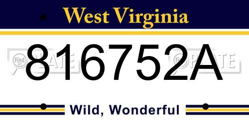 816752A West Virginia License Plate