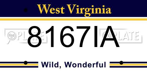 8167IA West Virginia License Plate