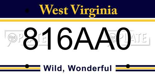 816AA0 West Virginia License Plate