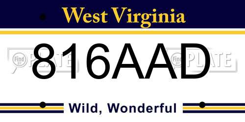 816AAD West Virginia License Plate