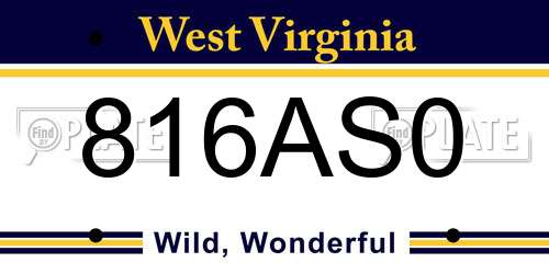 816AS0 West Virginia License Plate